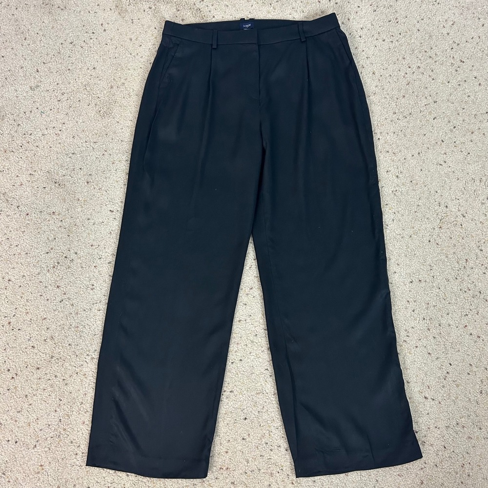 NEW J.Crew Black Pleated Wide Leg Trousers Pants Career Classic Size 14